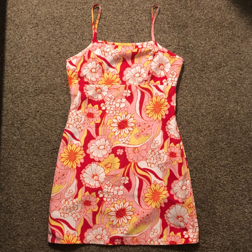 Reverable Floweral/Red Mini Dress